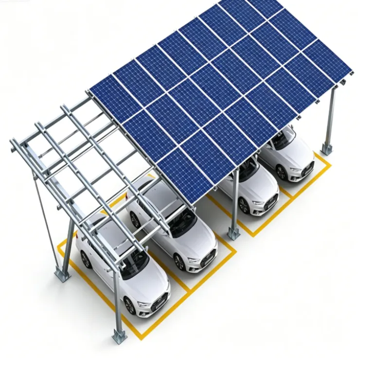 Suporte para garagem solar tipo W de alumínio